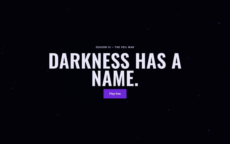 The NightRealm template, at its opening heading