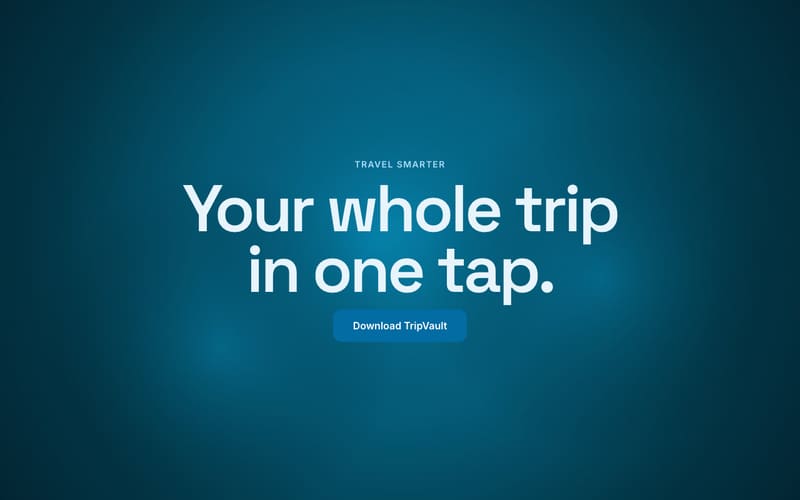 The opening screen of TripVault, one of the templates in the library